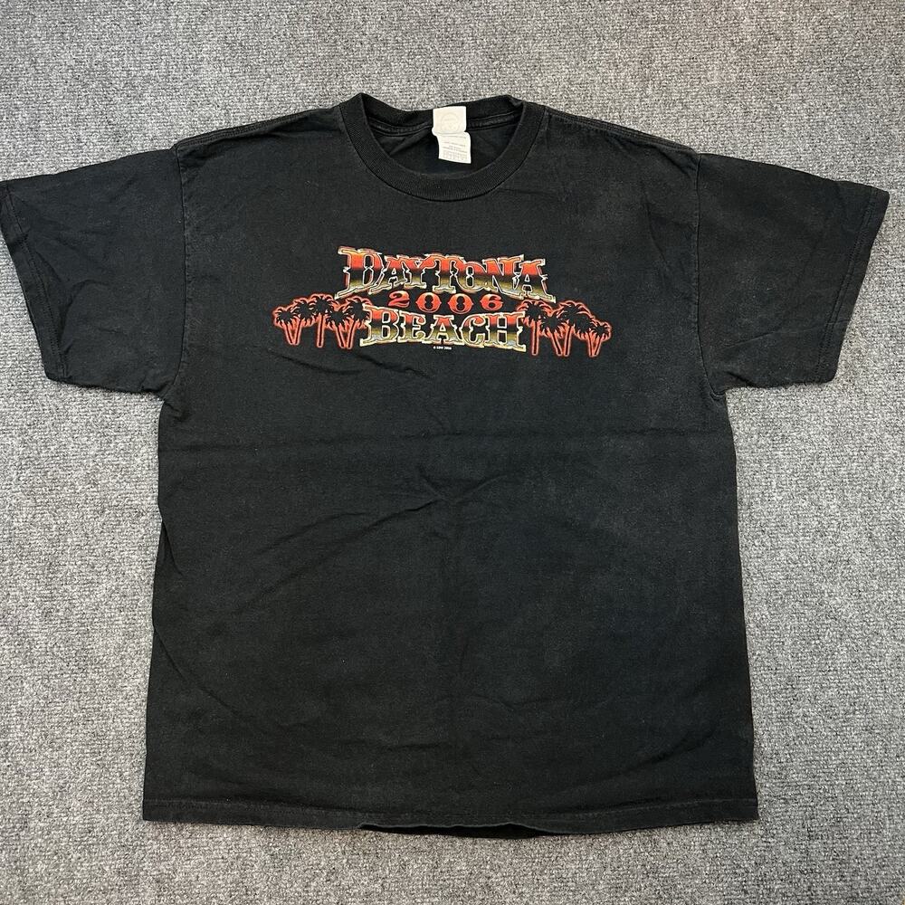 Vintage 2006 Daytona Beach Biker T-Shirt Black Delta Pro Weight Size L USA